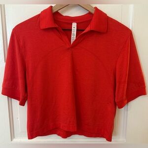 Lululemon Swiftly Tech Relaxed-Fit Polo Shirt Hot Heat / Red Glow Sz 6